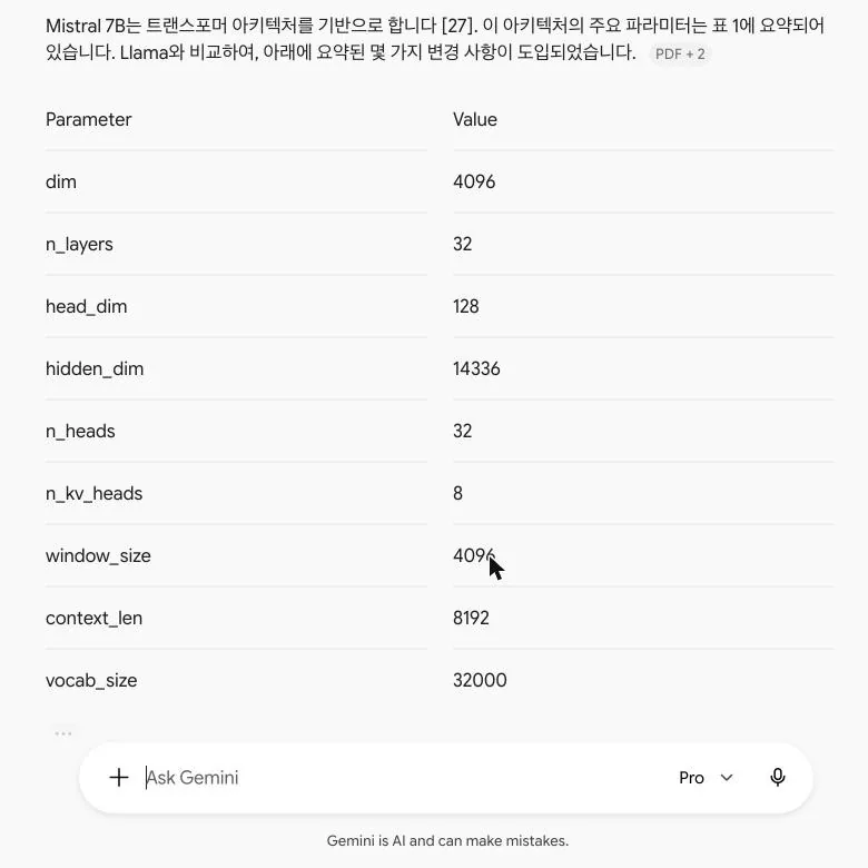 Gemini 对话框里的参数表，表头未翻译