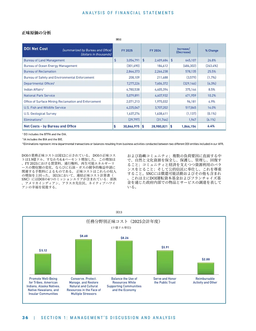 Reflo 译文（带净成本表格和柱状图的财务报告页面）：只翻了标题和段落，表格、图表标签、页眉和页脚还是英文。